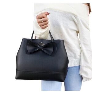 Kate Spade New York Giorgia Vanderbilt Place leather bow tote bag in black